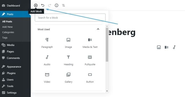 Add Block in WordPress Block Editor