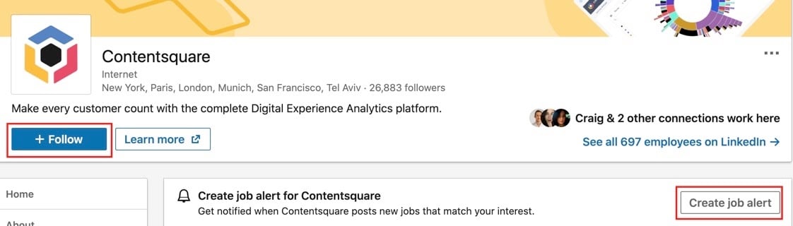 How to follow a job page or create a job alert on LinkedIn