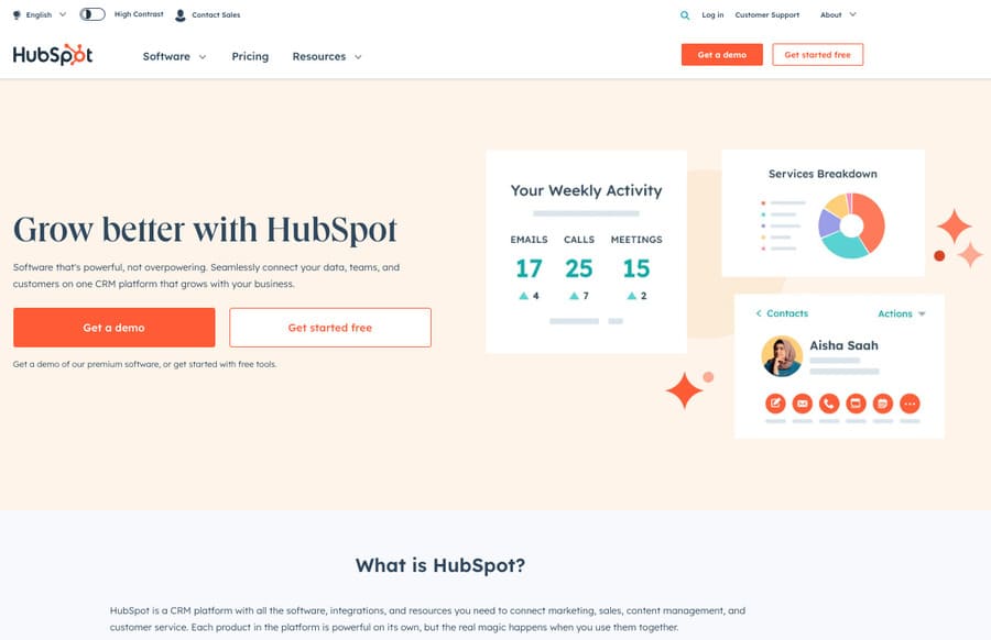 digital marketing tools, hubspot homepage