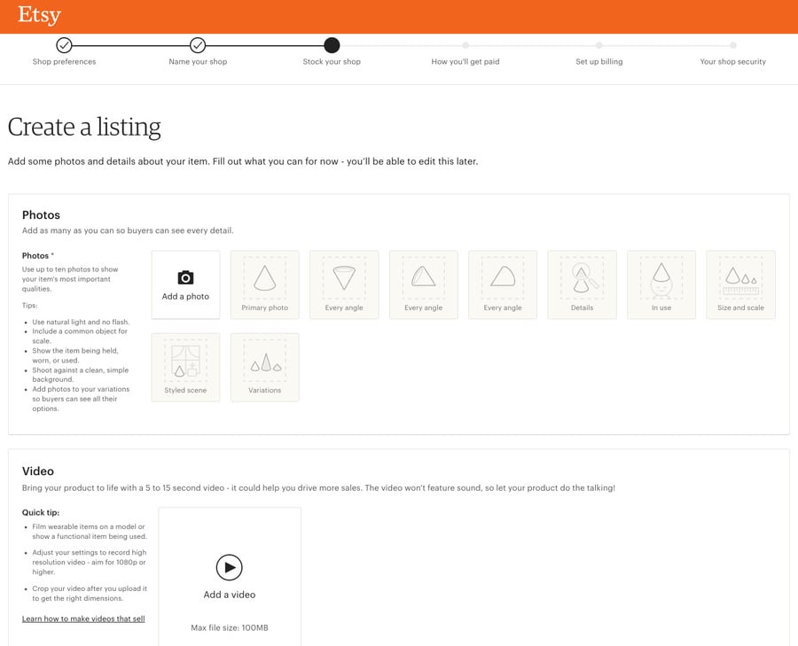 how to sell on etsy product listing