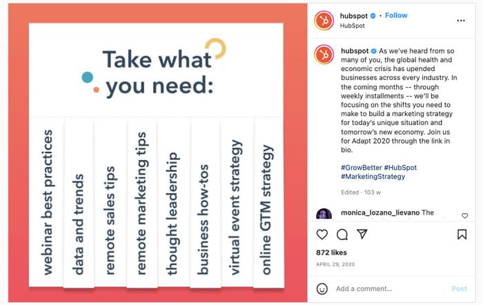 social media lead generation hubspot instagram post