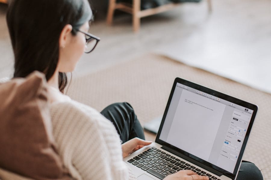 woman using a laptop