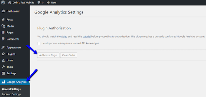 Authorize Google Analytics Plugin