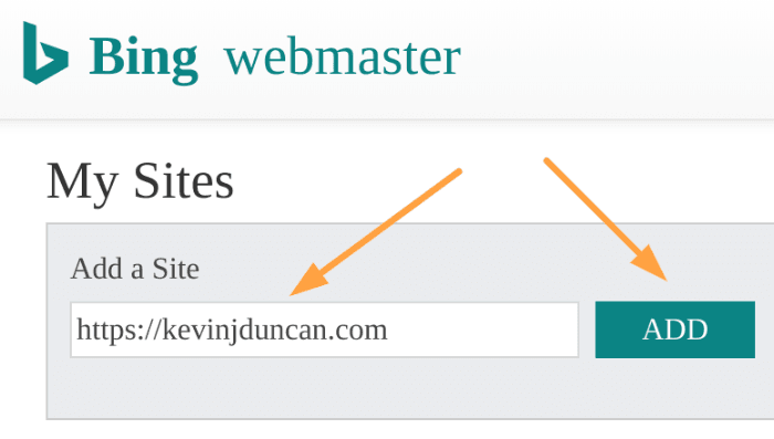 Add website to Bing Webmaster Tools