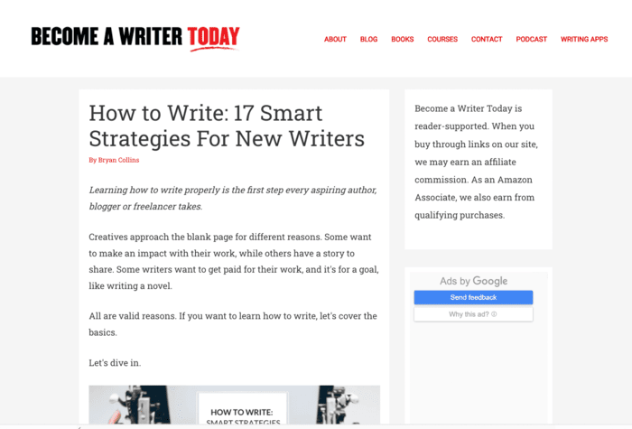 freelance writing sites become a writer today screenshot