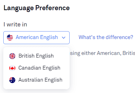 Grammarly Review: language preference