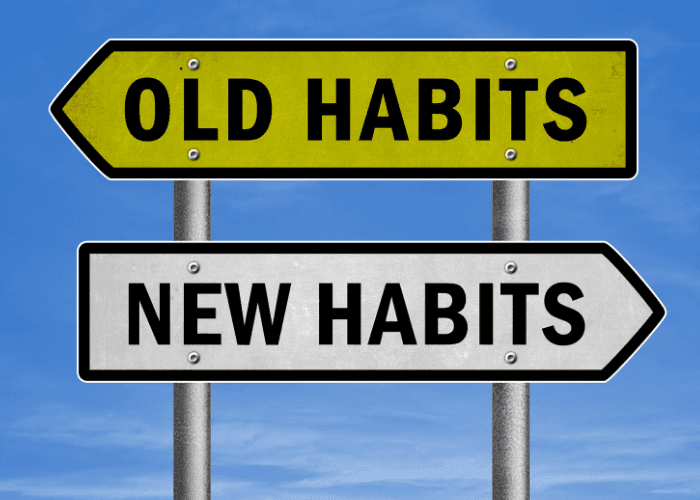 writing goals old new habits sign